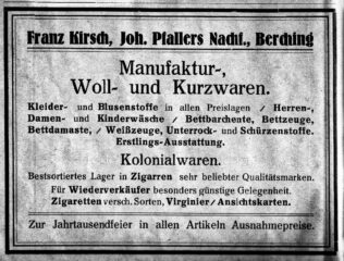 Werbeanzeige in der Festschrift